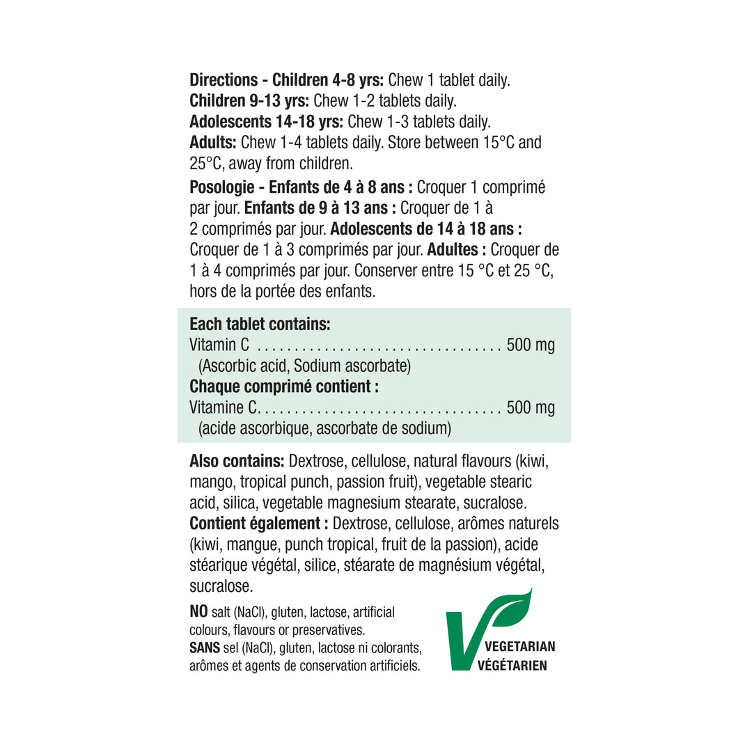 Jamieson Chewable Vitamin C 500 mg Tropical Fruit Flavour