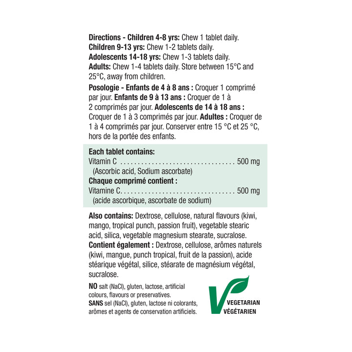Jamieson Chewable Vitamin C 500 mg Tropical Fruit Flavour