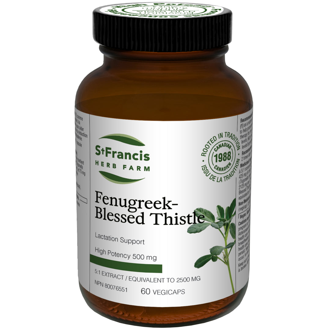 St. Francis Herb Farm Fenugreek-Blessed Thistle 60 capsules, high-potency 5:1 organic extract for breastfeeding and lactation support
