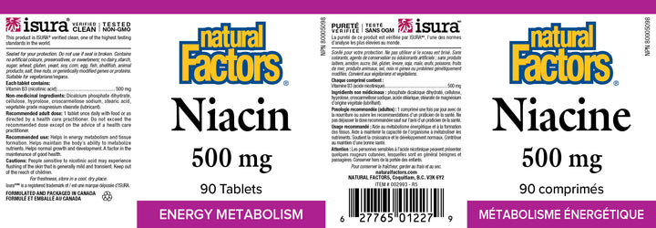 Comprimés de vitamine B3 500 mg