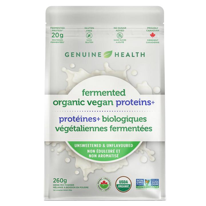 Genuine Health Fermented Vegan Proteins+ | Unflavoured Unsweetened Plant Protein 260g