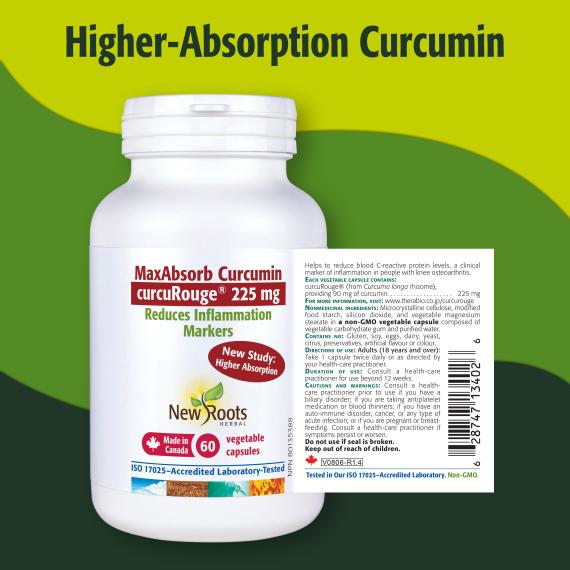 New Roots MaxAbsorb Curcumin curcuRouge® 225 mg