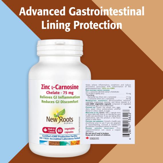 New Roots Zinc ʟ‑Carnosine | Targeted GI Relief & Gut Lining Repair