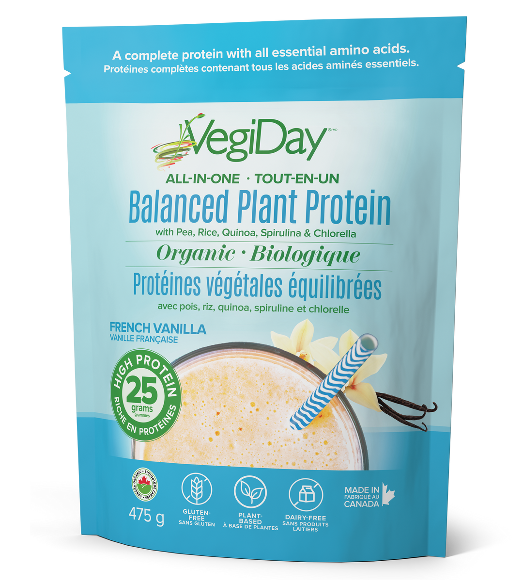 Assured Naturals VegiDay All-In-One Balanced Plant Proteins Powder, French Vanilla