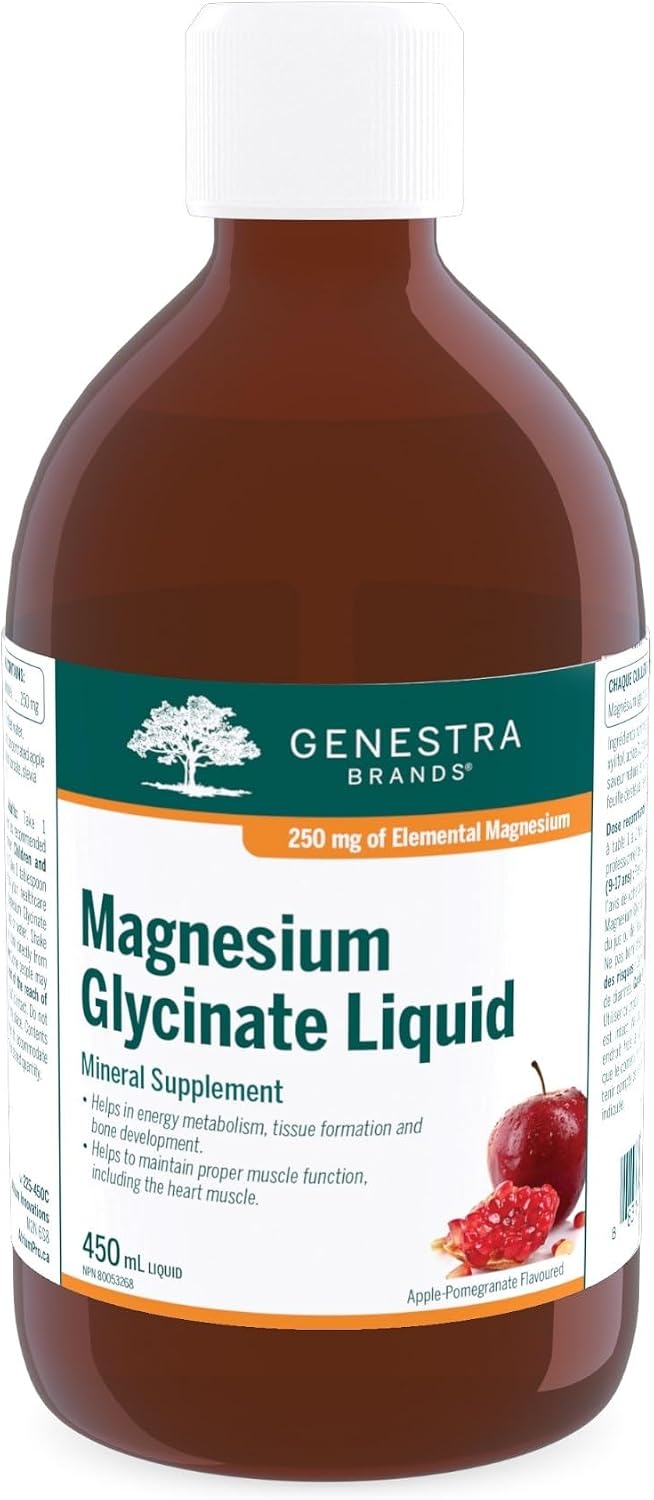 Genestra Magnesium Glycinate Liquid Mineral Supplement, Apple-Pomegranate