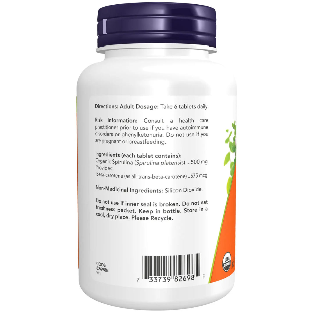Now Organic Spirulina 500 mg