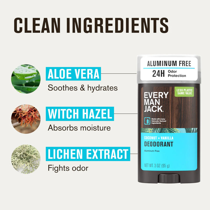 Every Man Jack Deodorant Coconut + Vanilla 85g