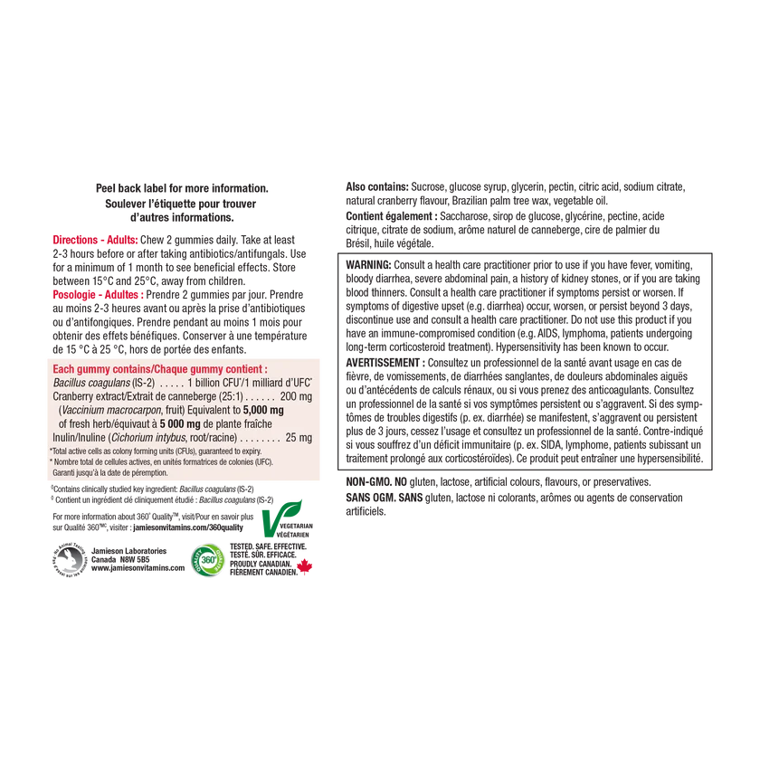 Jamieson Women's Health Probiotic Gummies cranberry