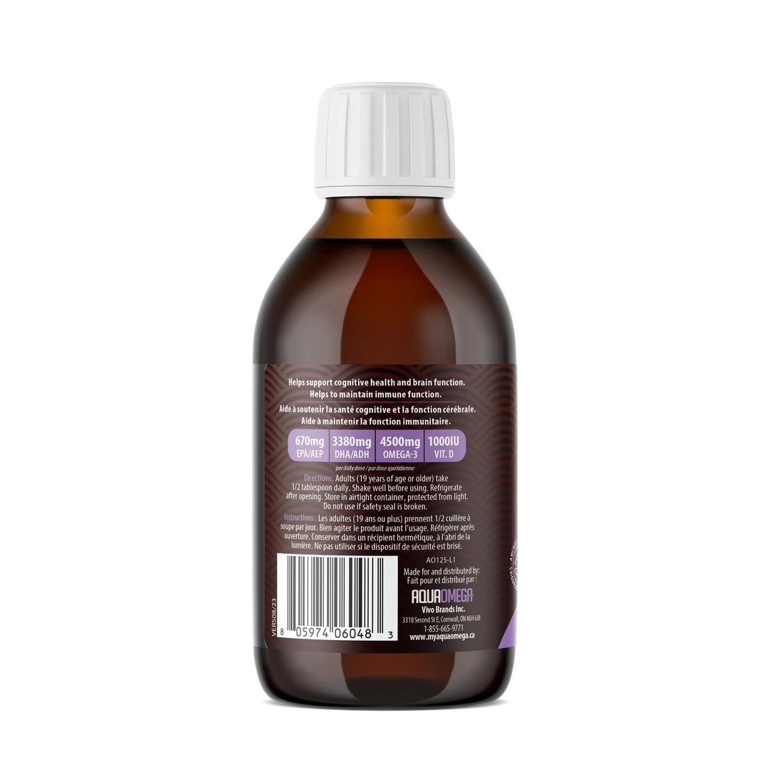 AquaOmega High DHA Omega-3, 4500mg Grape