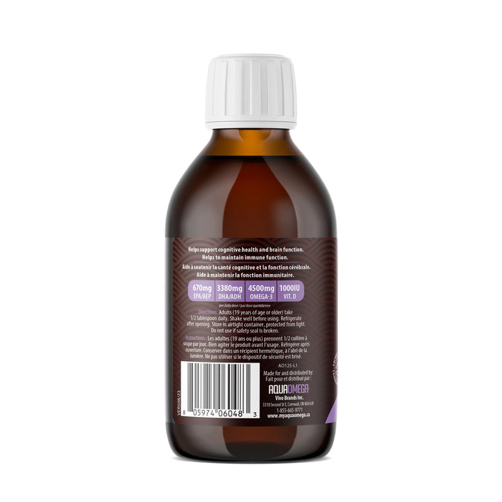 AquaOmega High DHA Omega-3, 4500mg Grape