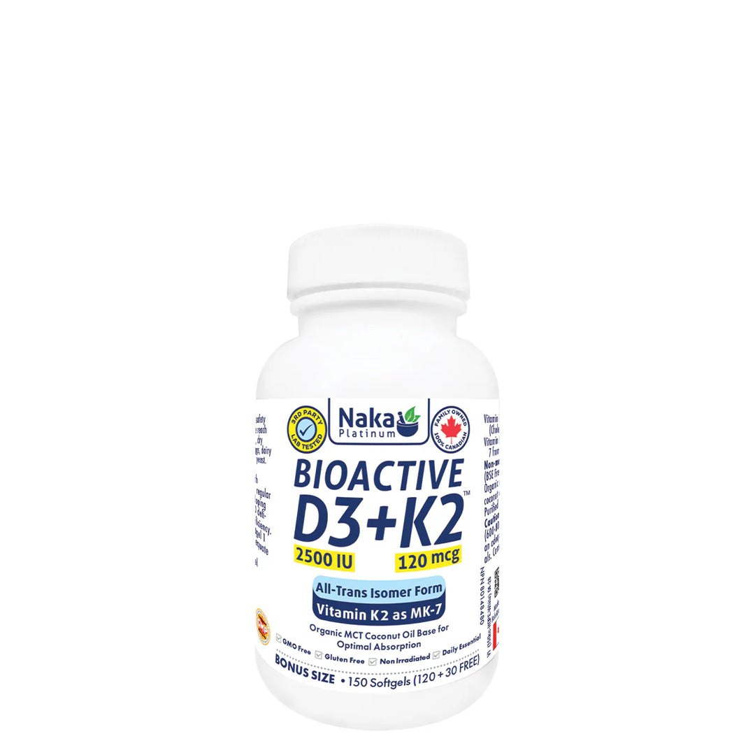 Naka Platinum BioActive D3+K2 in MCT Oil 2500IU Softgels