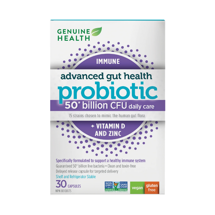 Genuine Health Advanced Gut Health | Immune Probiotic 50 Billion 30 V-Caps