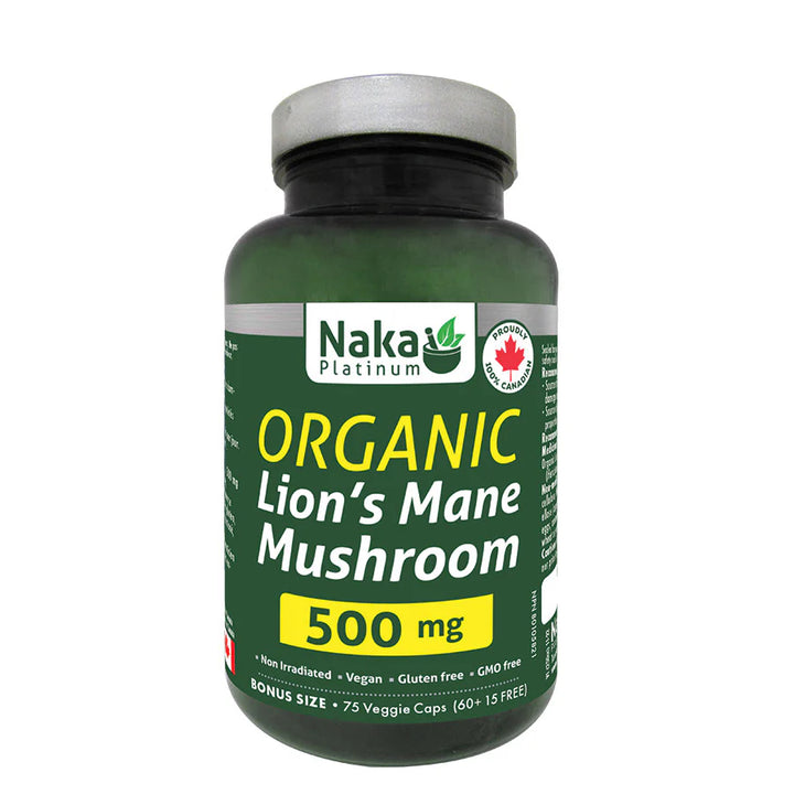 Naka Platinum Organic Lion's Mane Mushroom 500mg 150 Veggie Caps
