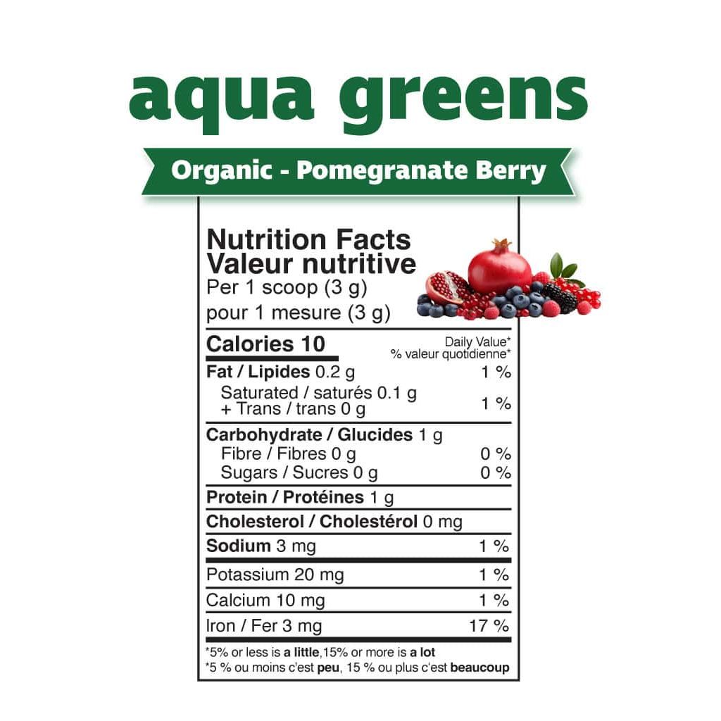 Prairie Naturals Organic Aqua Greens Powder Pomegranate Berry 200g