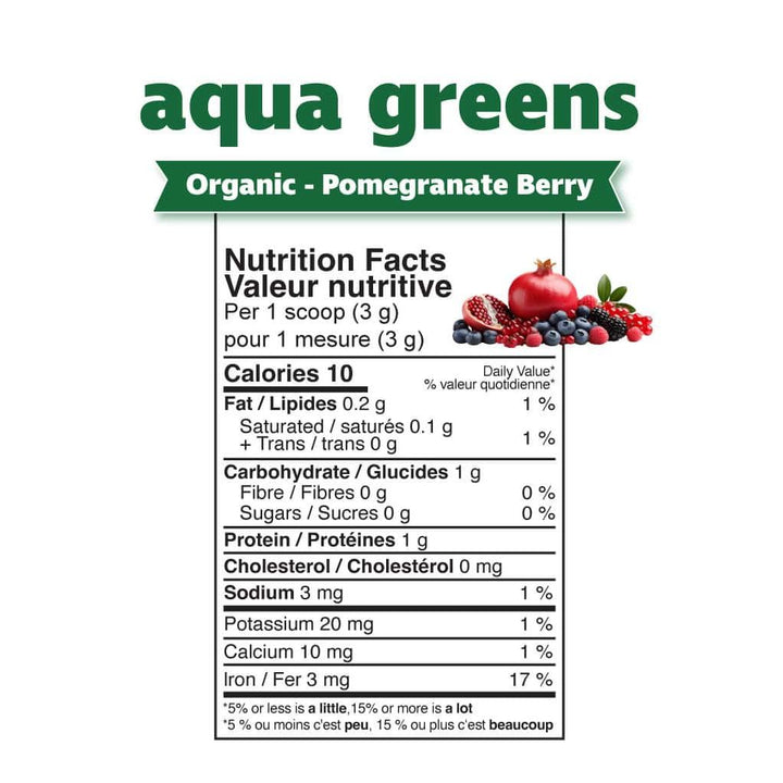 Prairie Naturals Organic Aqua Greens Powder Pomegranate Berry 200g
