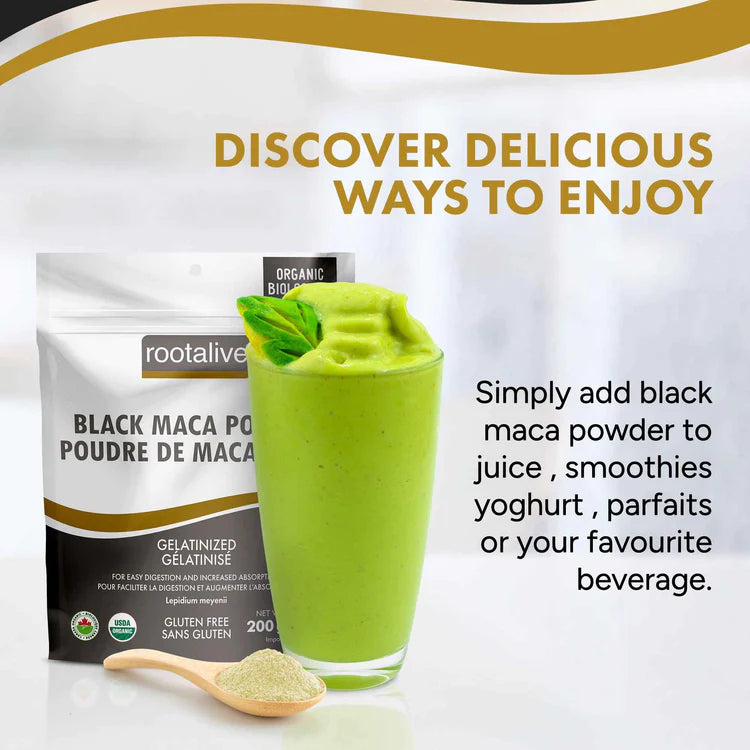 Rootalive Organic Gelatinized Black Maca Powder