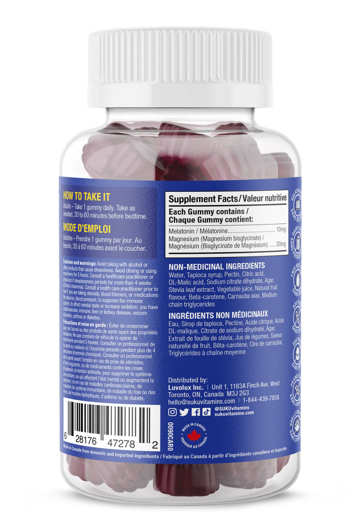 Suku Melatonin Magnesium Bisglycinate Extra Strength Gummies