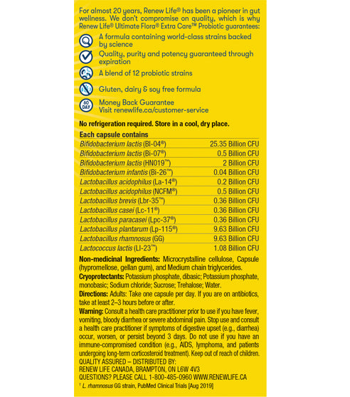 RenewLife Ultimate Flora® Extra Care™ Probiotic, 50 Billion Active Cultures