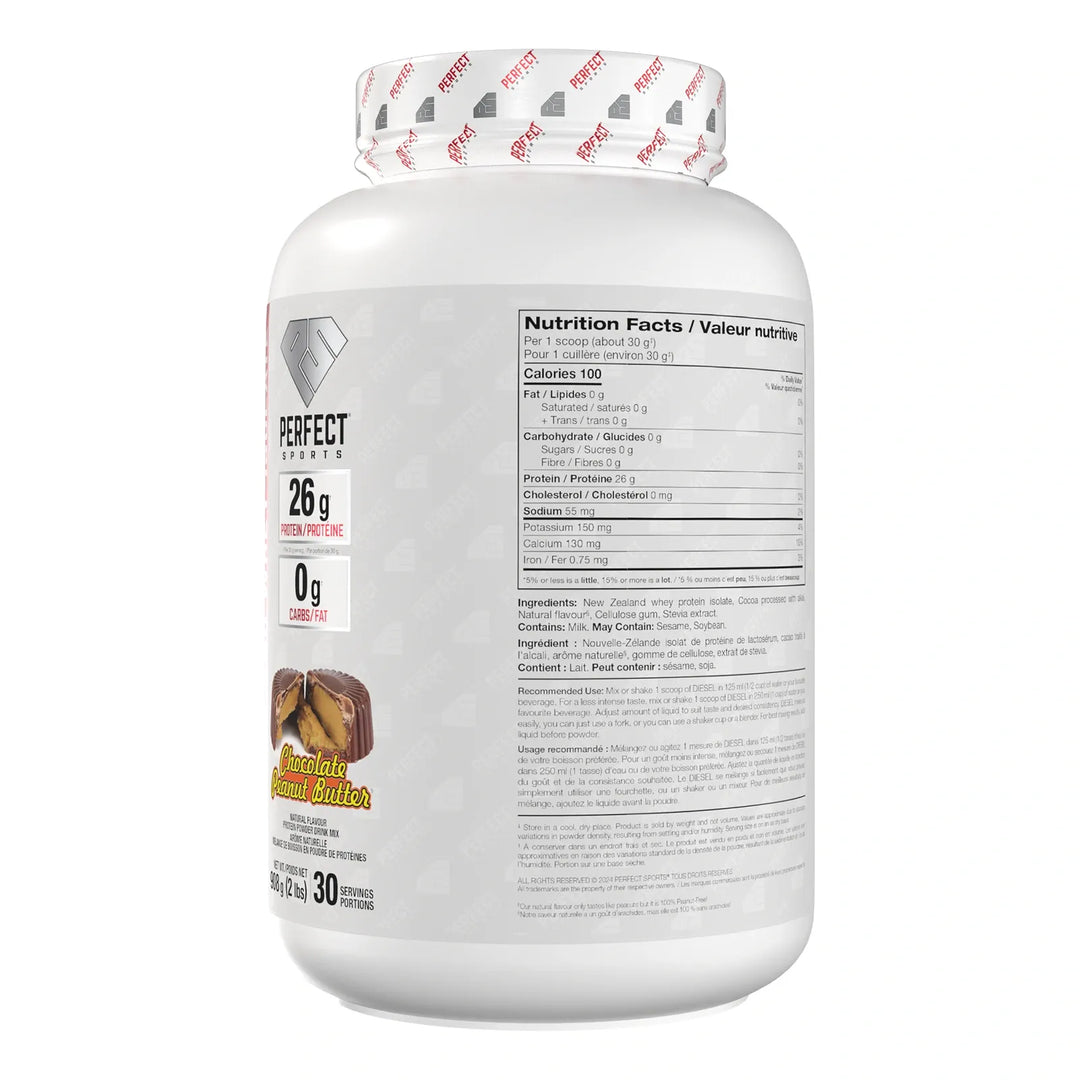 Perfect Sport Diesel New Zealand Whey Isolate, Chocolate Peanut Butter Protein Powder