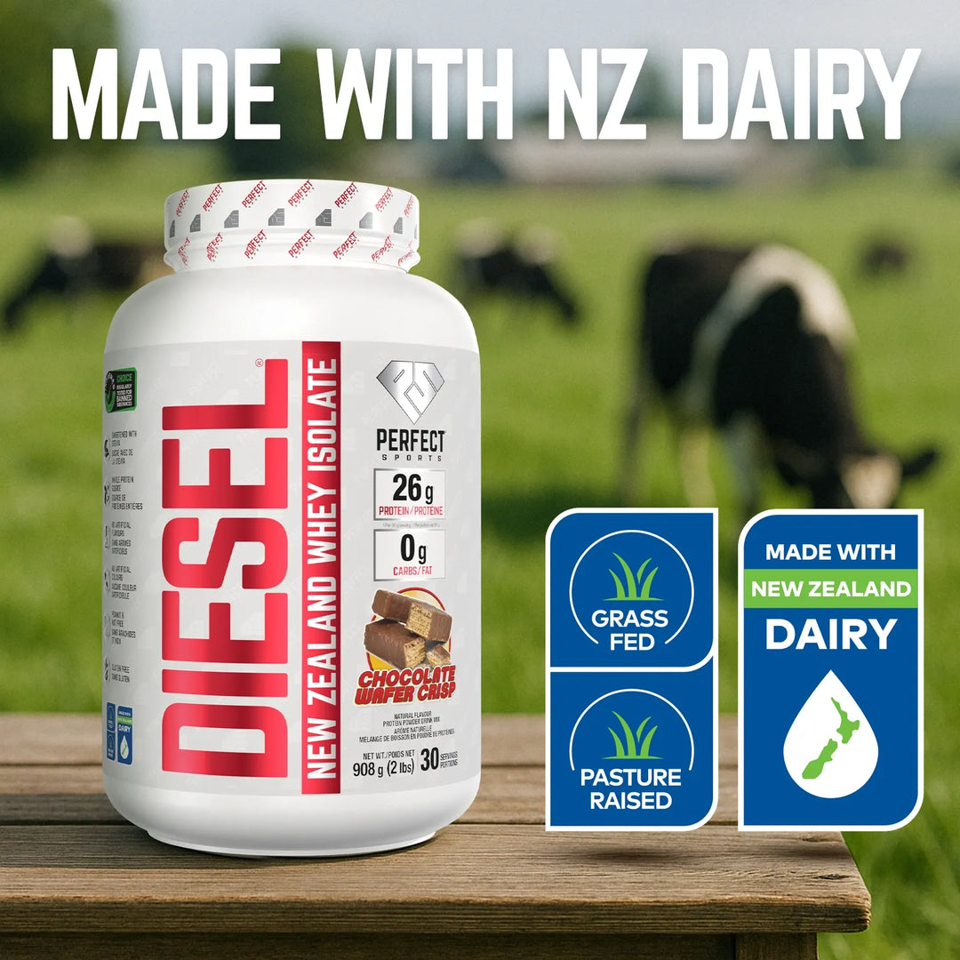 Perfect Sport Diesel New Zealand Whey Isolate, Chocolate Wafer Crisp Protein Powder