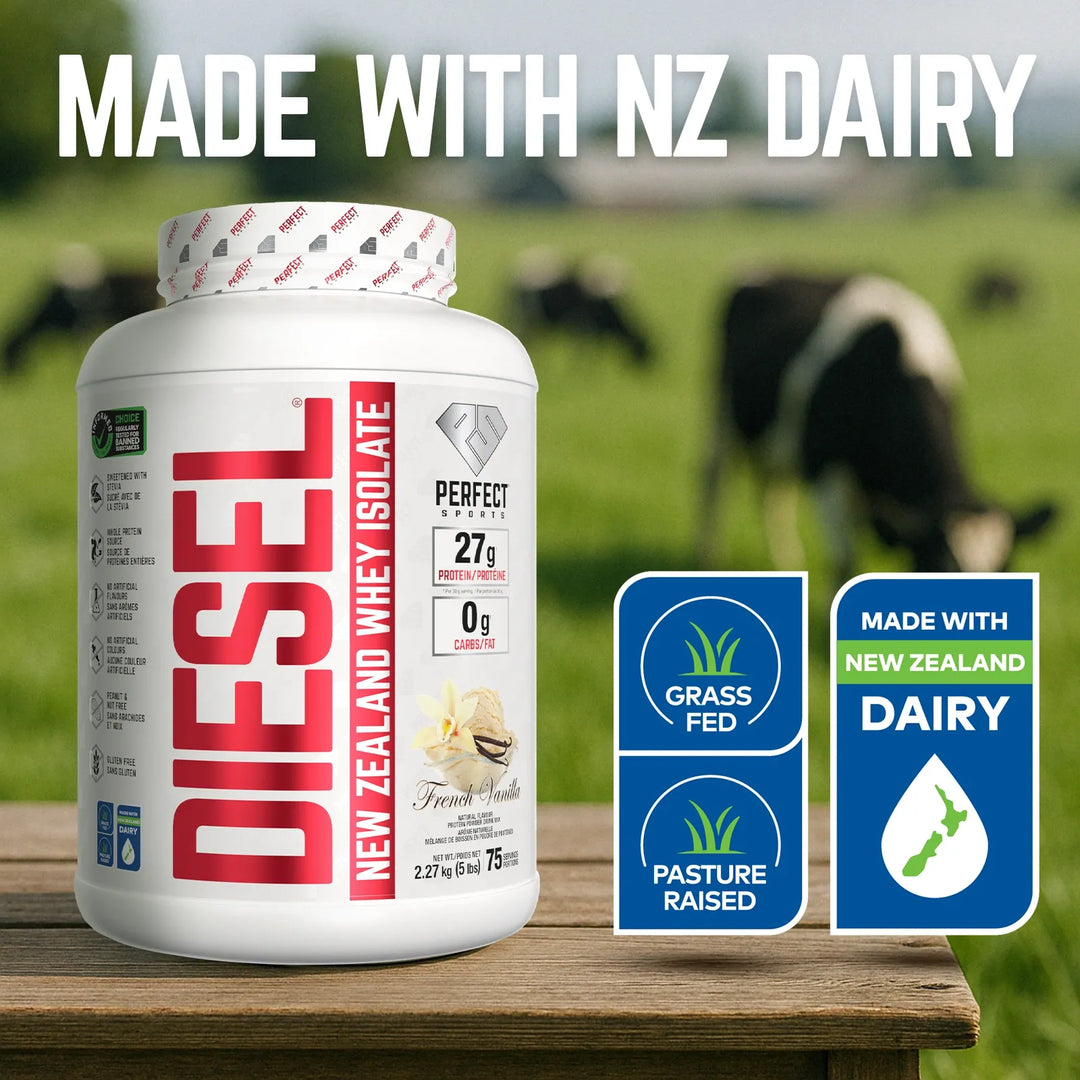 Perfect Sport Diesel New Zealand Whey Isolate, French Vanilla Protein Powder