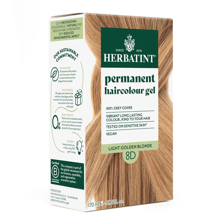 Herbatint Permanent Haircolour Gel 8D Light Golden Blonde