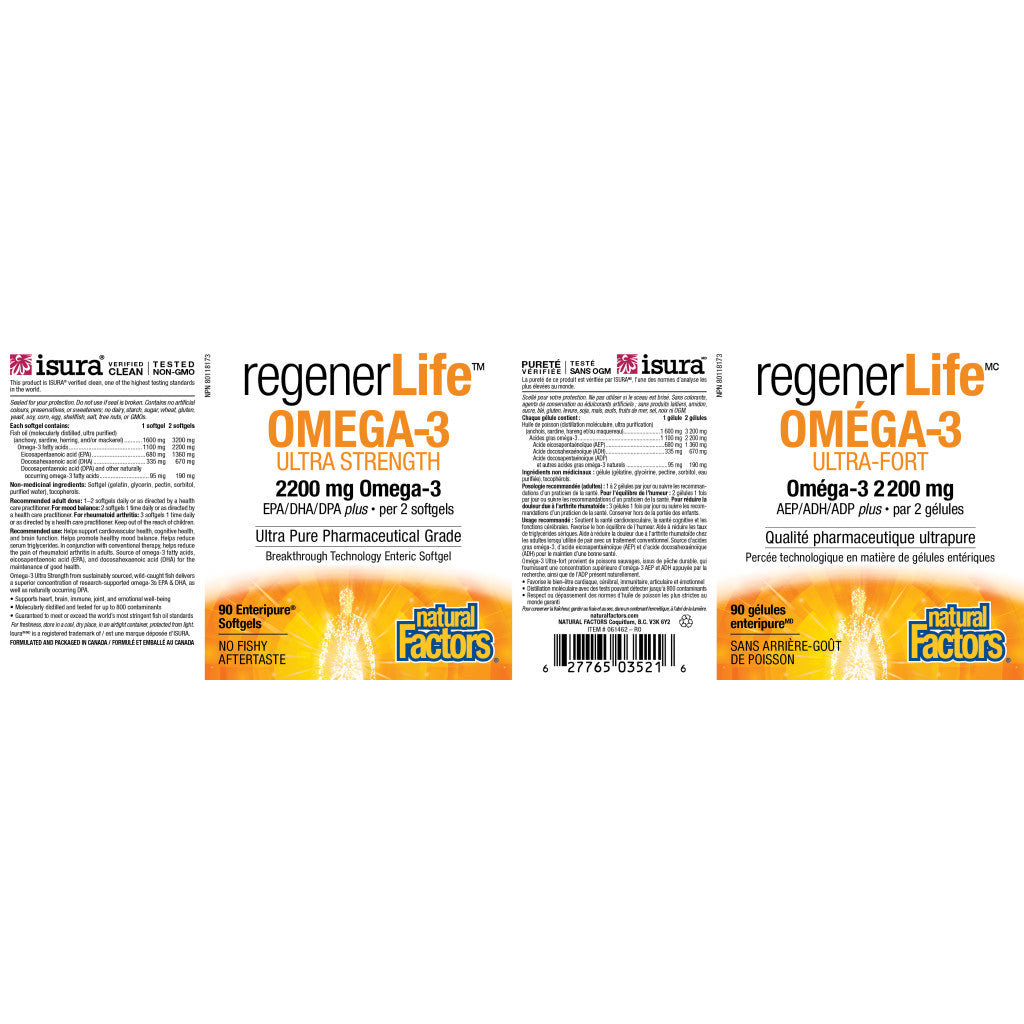 Natural Factors RegenerLife Omega-3 | Ultra Strength - 1100 mg