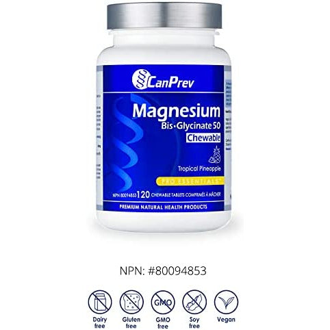 CanPrev Magnesium Bisglycinate 50mg | Chewable Tablets