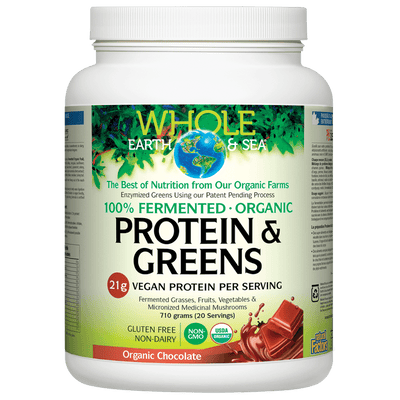 Fermented Organic Protein & Greens, Organic Chocolate, Whole Earth & Sea Powder